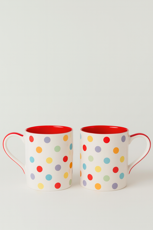 Set of 2 Polka Dot Mug, Tea mug, Coffee mug ,Oven Safe, Ceramic , England