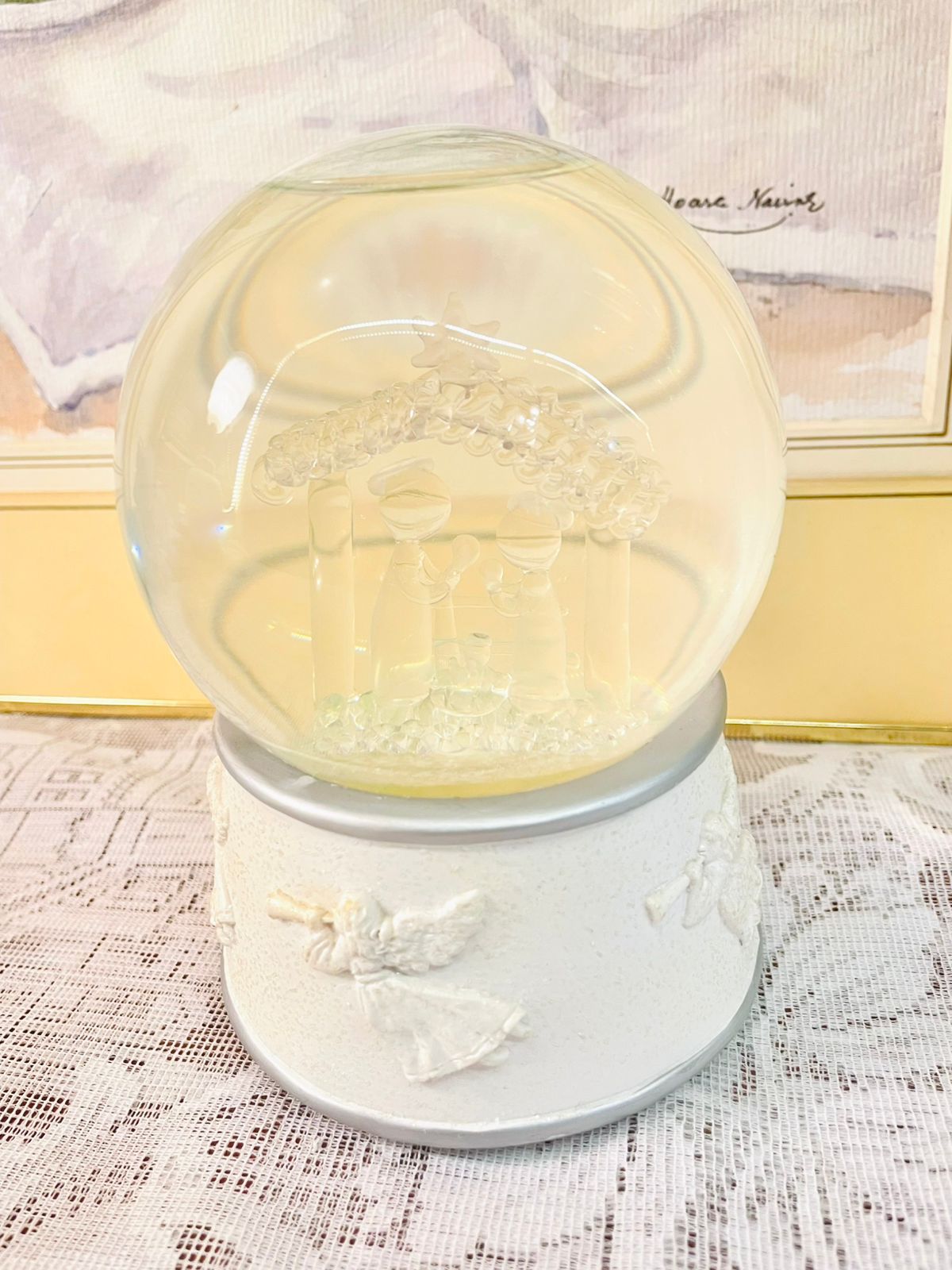 Vintage Angel LED with musical Snow Globe Ornament