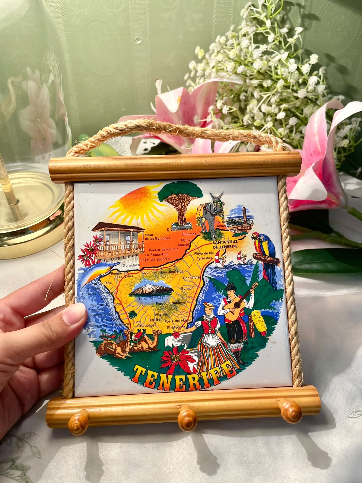 Tenerife Souvenir Wall Hanging with 3 Hooks Approx. 9 Inch
