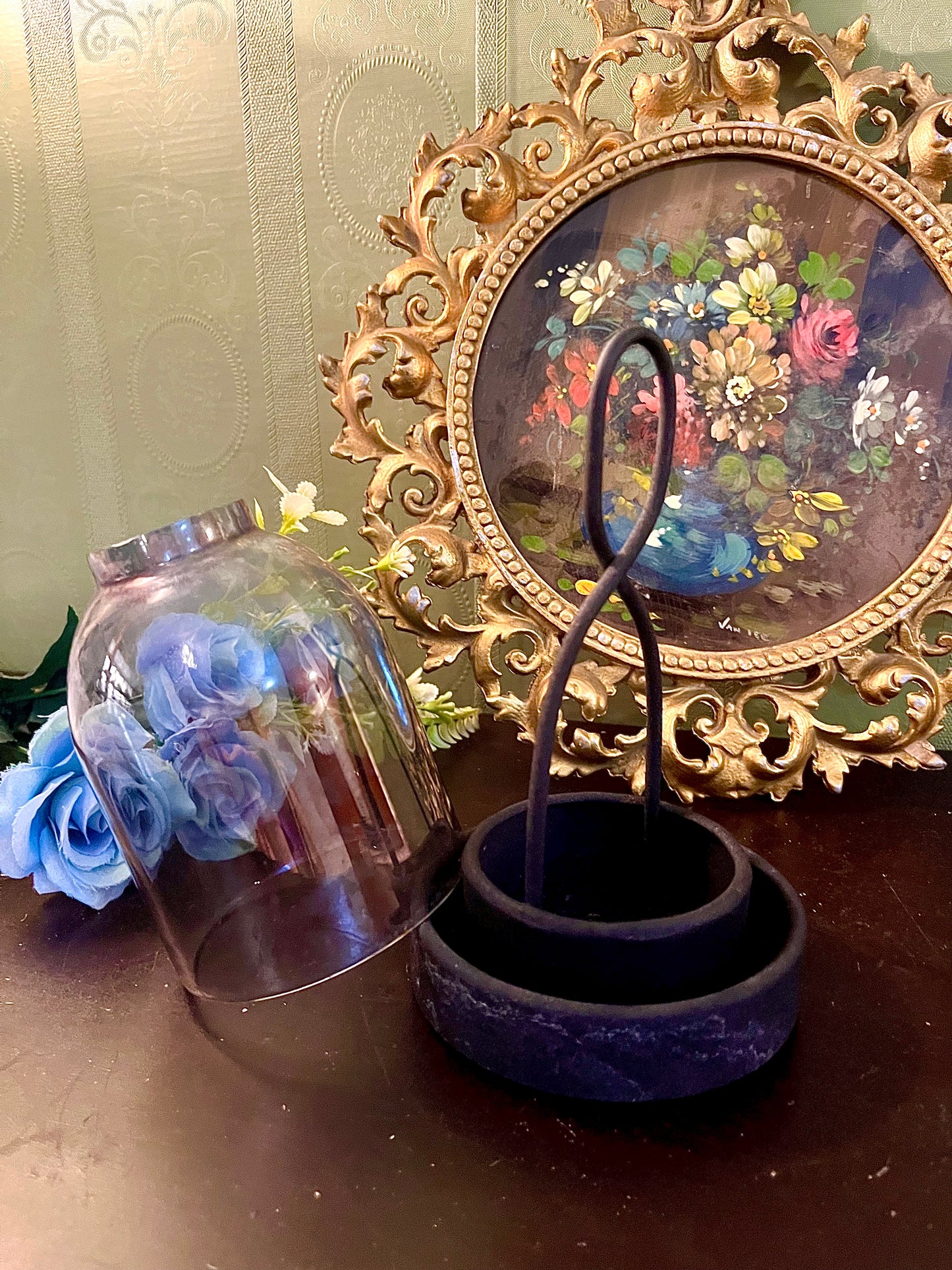 Black Metal & Smoked Glass Hanging Tealight Lantern