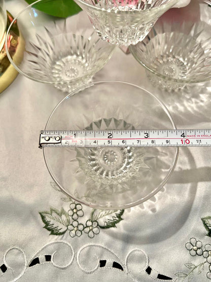 Vintage Clear Crystal Cut Dessert Bowls – 6 pcs