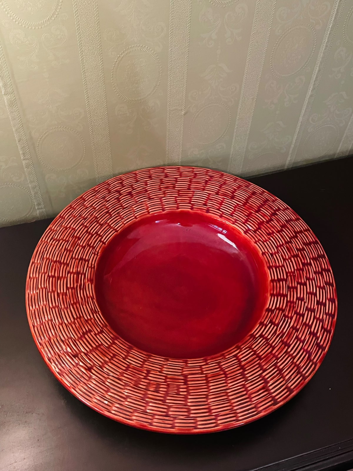 Pier Italy Red Woven Ceramic Serving Bowl 16 Inch