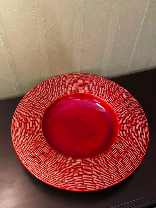 Pier Italy Red Woven Ceramic Serving Bowl 16 Inch