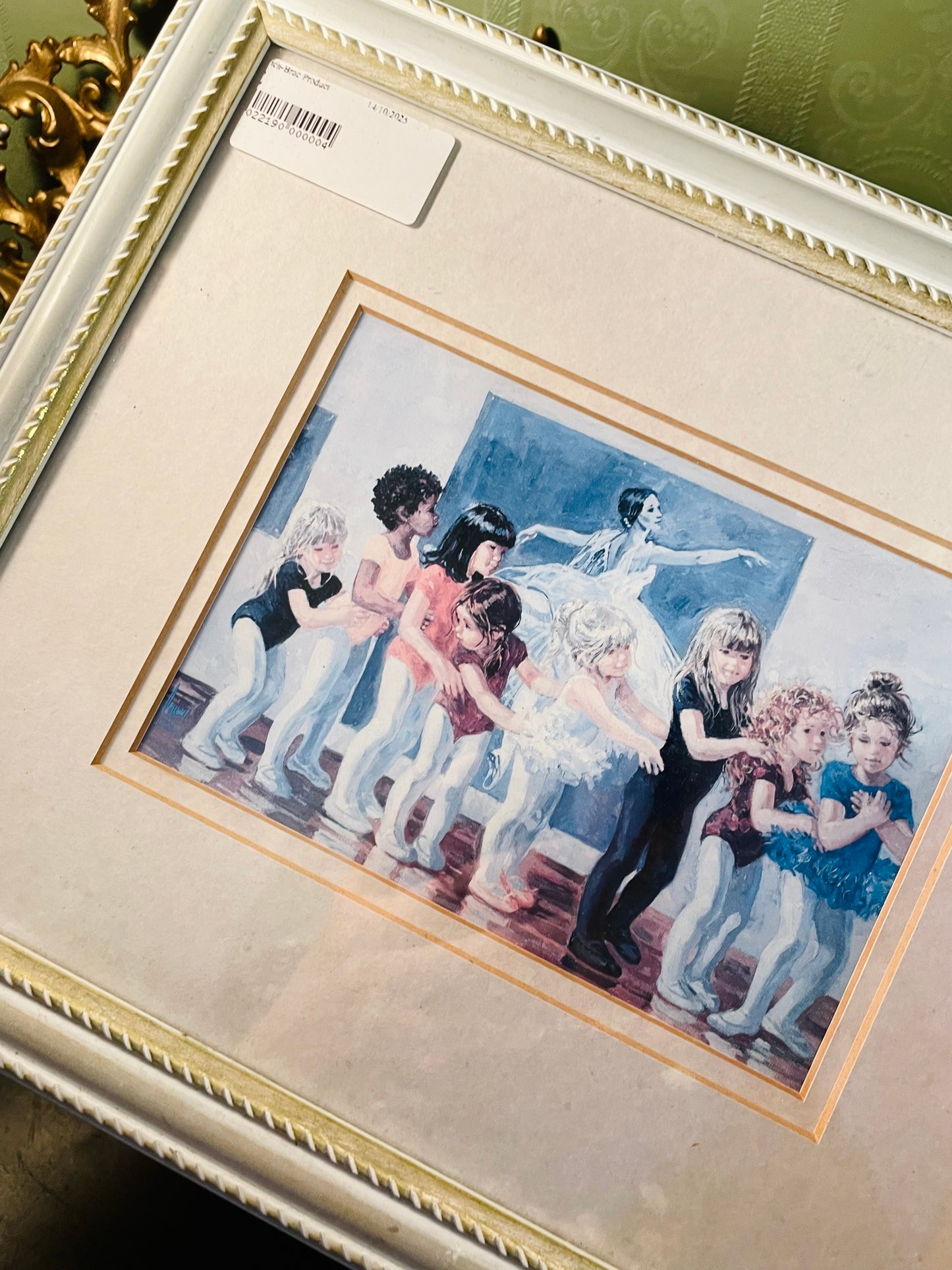 Framed Ballet Dancers Watercolor Wall Art 16 Inch