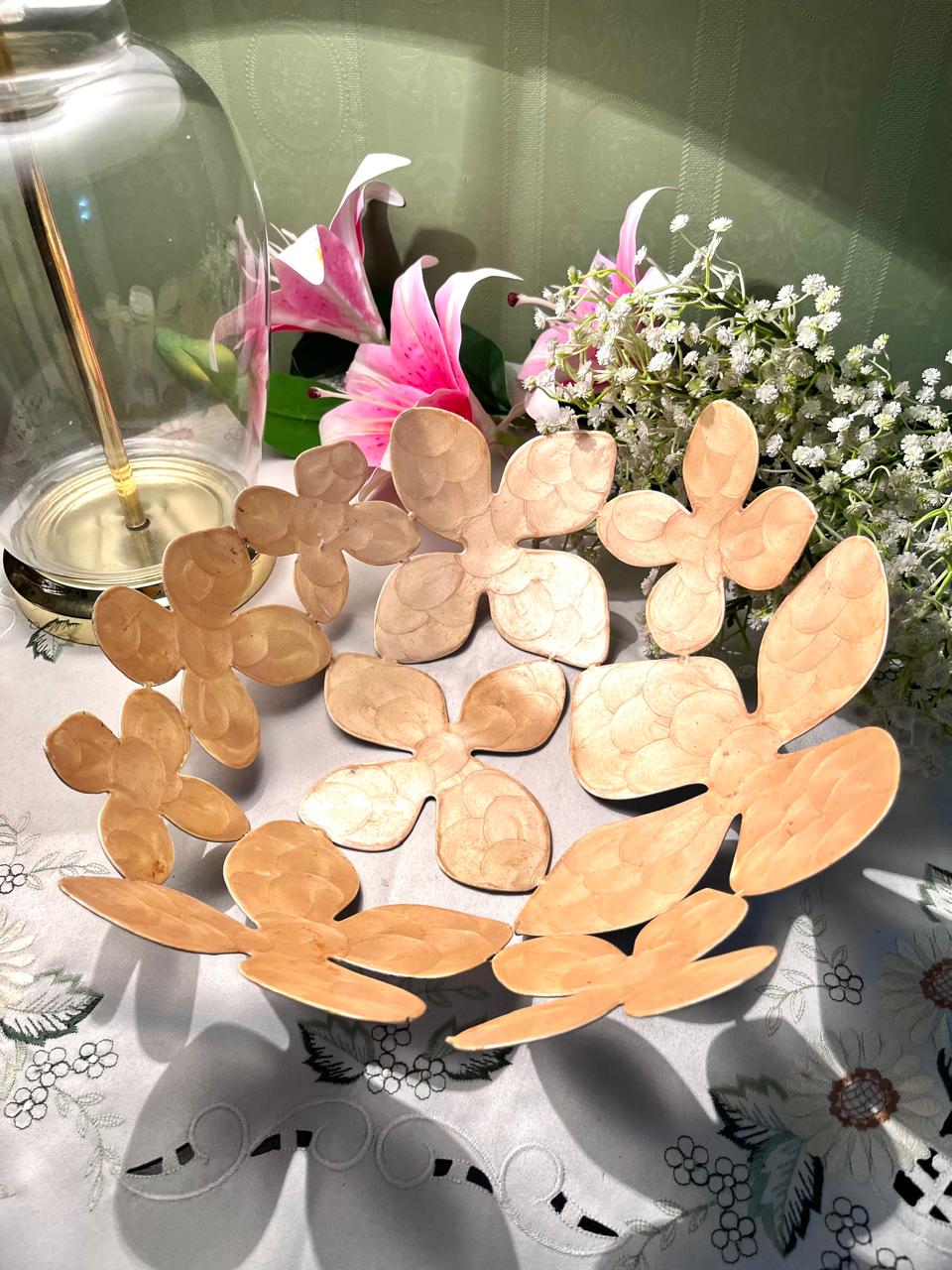 Gold-Tone Floral Metal Wall Decor 11 Inch Made in India