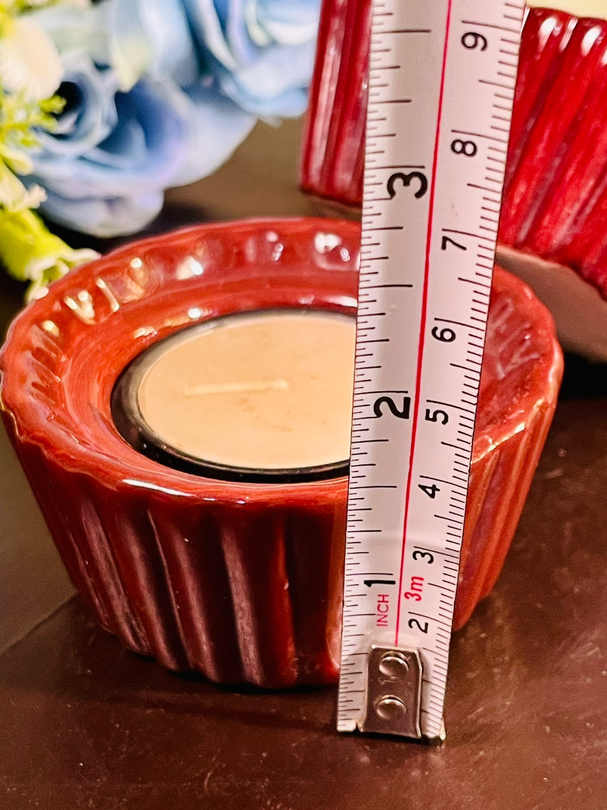 Red Ceramic Tealight Candle Holder Set (2 Piece)