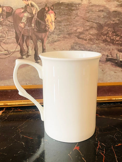 Heraldic Pottery Fine Bone China Mug – “August Pansy Fairy” Design