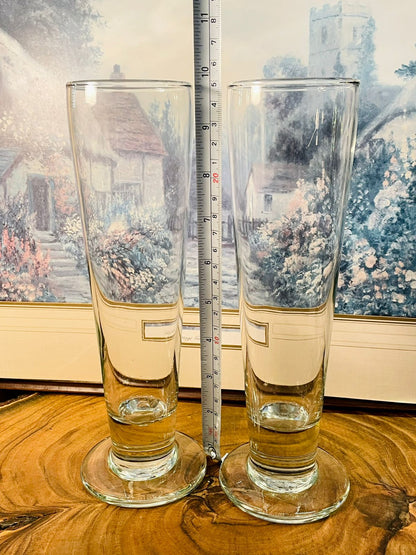Set of 2 Clear Pilsner Vase | Tall Footed Beer Vases