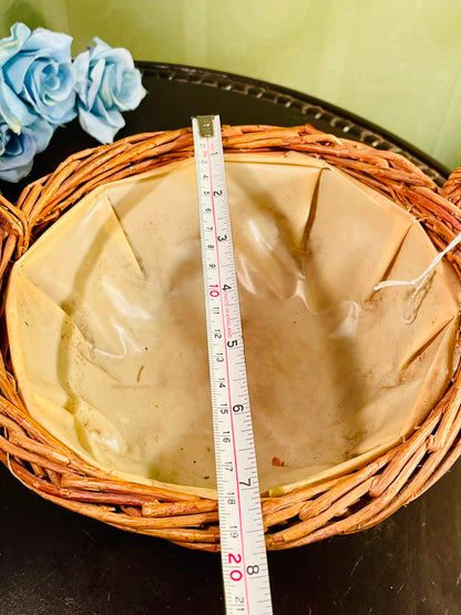Round Wicker Basket with Waterproof Liner – Decorative Storage Basket