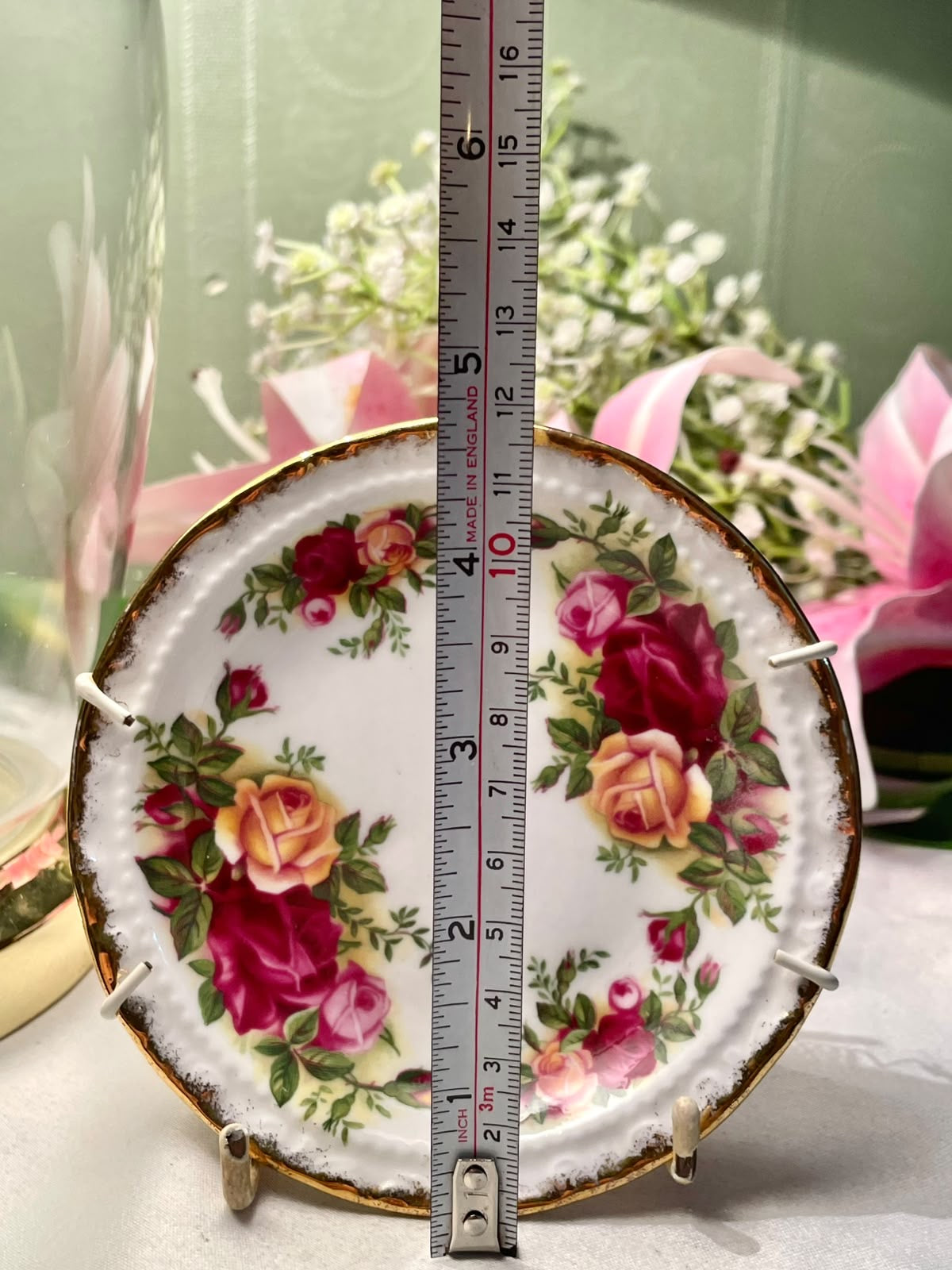 Royal Albert Floral Decorative Wall Plate / Trinket Plate Gold Trim 11 cm