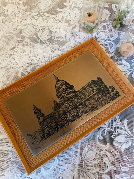 Vintage Brass Etched St. Paul’s Cathedral Wall Art – London Décor