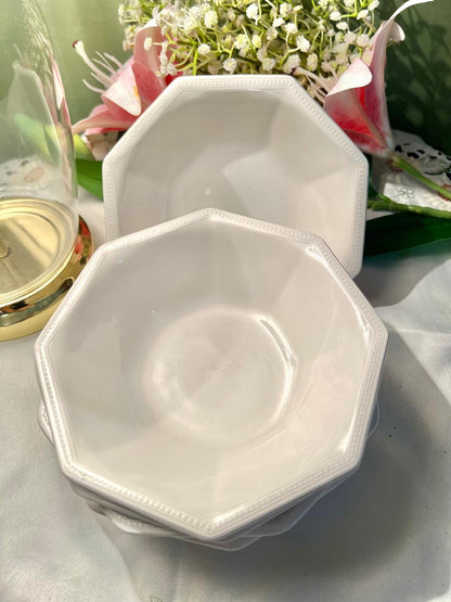 Johnson Brothers White Octagonal Bowls Set of 5 – Made in England