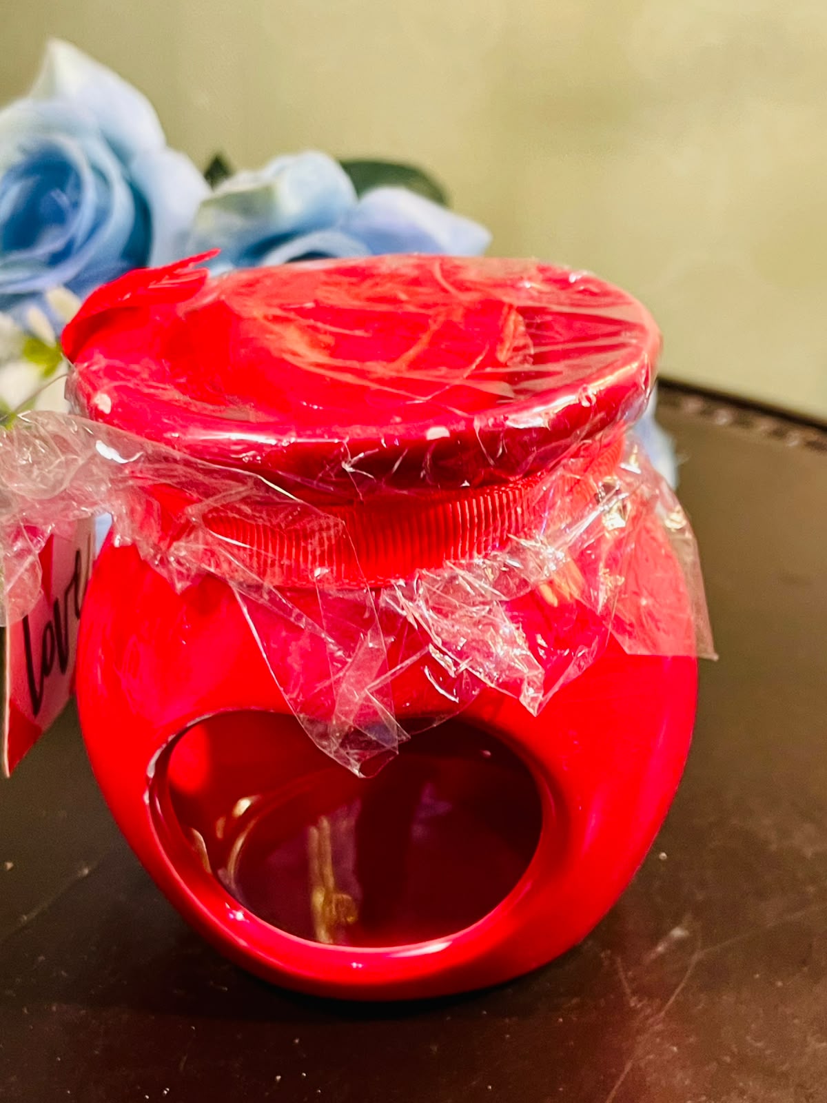 Red Ceramic Heart Wax Melt Burner & Tealight Oil Warmer (4 Inch)