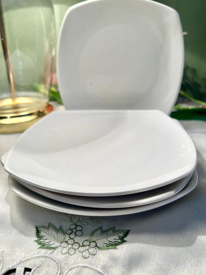 Pausa White Square Medium Plates Set of 4 – 20 cm Microwave & Dishwasher Safe