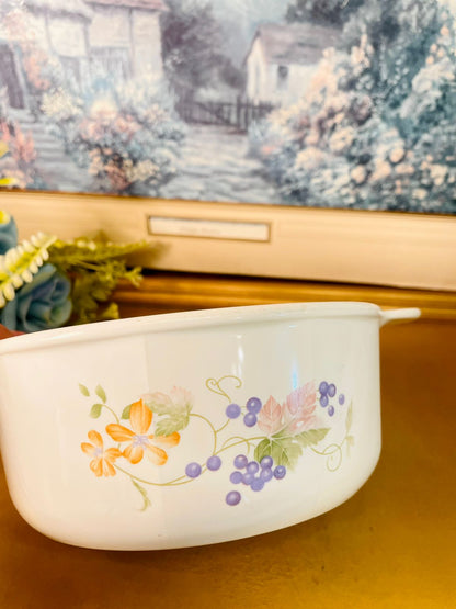 Arcopal France Floral Casserole Bowl Vintage White