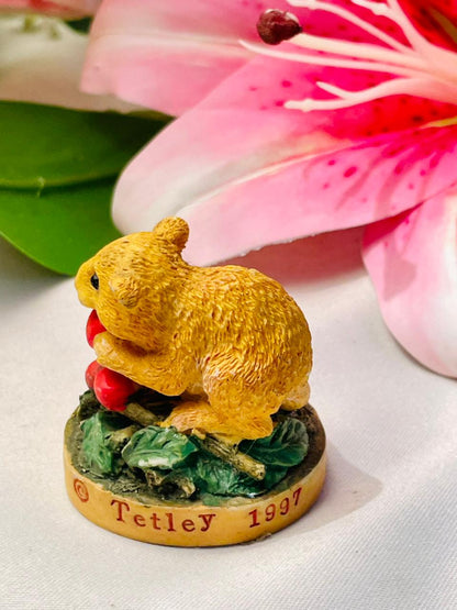 Yellow Mouse with Berries Miniature Figurine 2.5 in