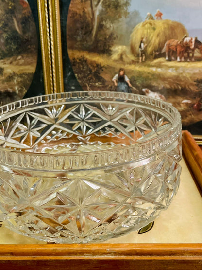 Large Cut Crystal Large Serving Bowl – Diamond & Star Patterna