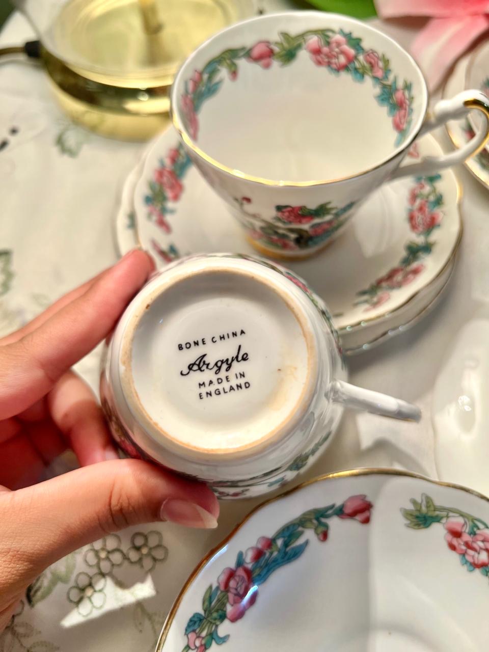 Argyle Bone China 9-Piece Floral Tea Set Made in England