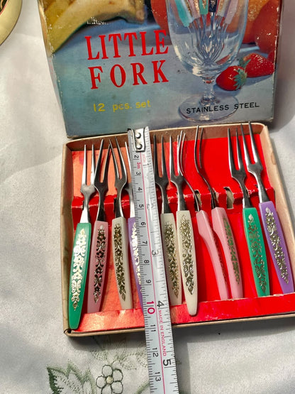 Vintage Stainless Steel Little Fork Set 12-Piece Approx. 10 cm