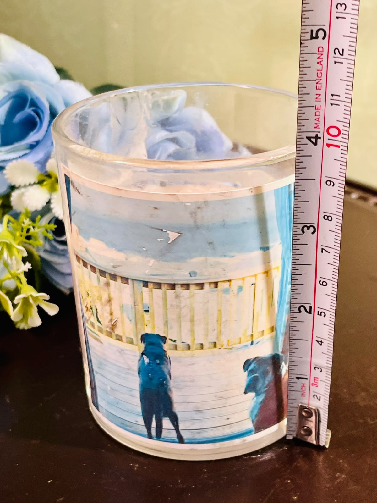 Decorative Printed Candle in Crystal Jar – Coastal Design 10cm