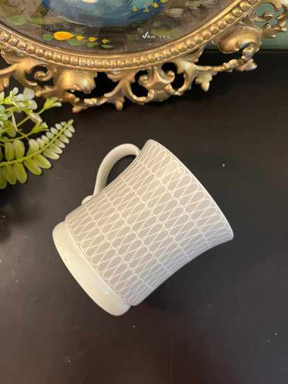 Grey Geometric Ceramic Mug with Curved Handle