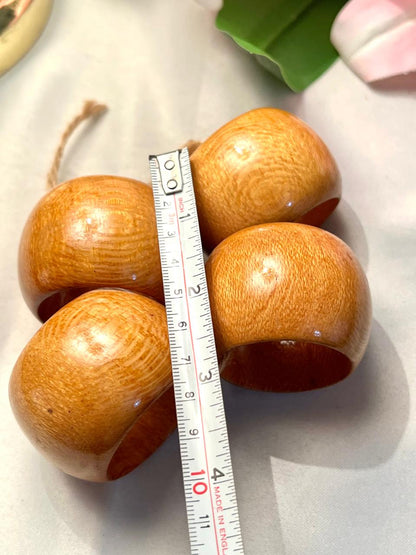 Set of 4 Polished Wooden Napkins Rings Ornaments Approx. 5 cm