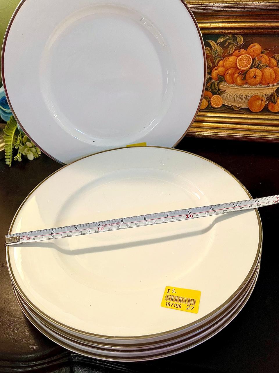 Vintage White Gold-Rim Dinner Plates Set of 5 – 10 Inch