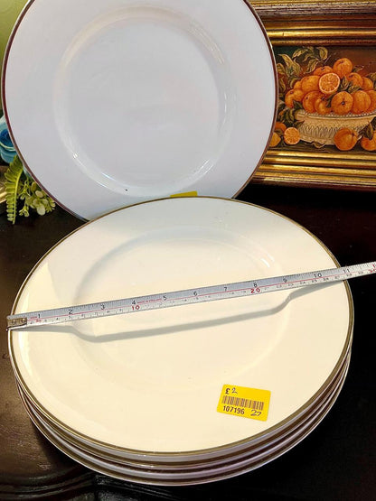 Vintage White Gold-Rim Dinner Plates Set of 5 – 10 Inch