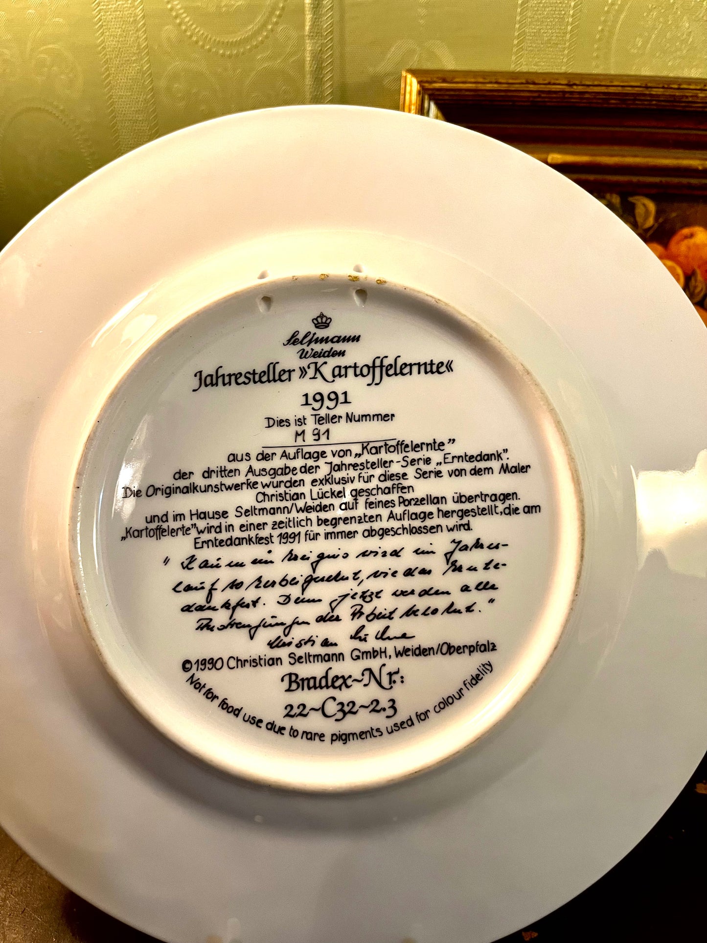 Seltmann Weiden 1991 Harvest Decorative Plate 10 Inch German Porcelain