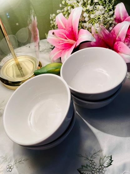 White Ceramic Serving Bowls – Set of 4, 5.5 Inch