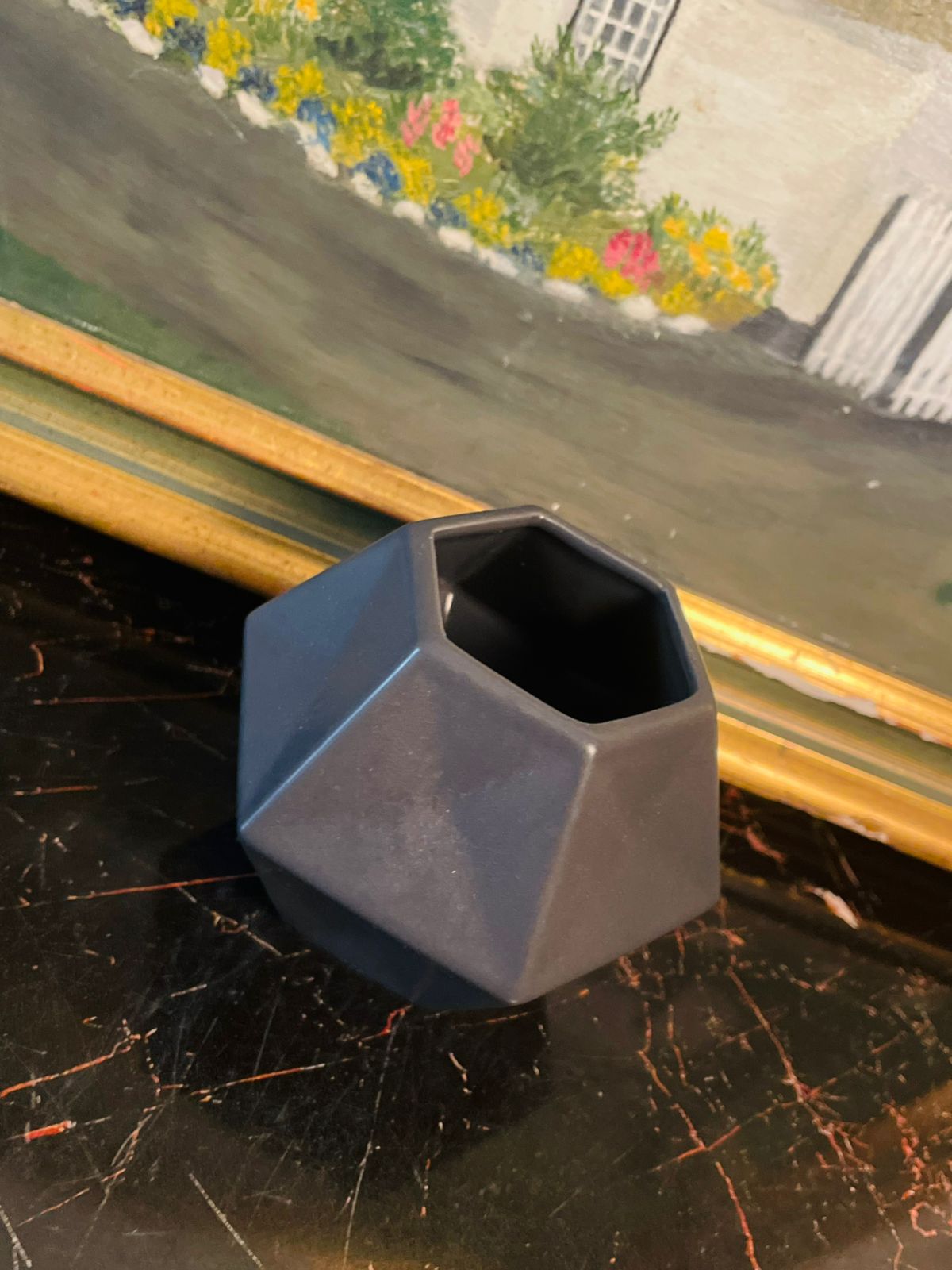 IKEA Matte Black Geometric Ceramic Vase ( 9cm )  – Modern Minimalist Décor. england