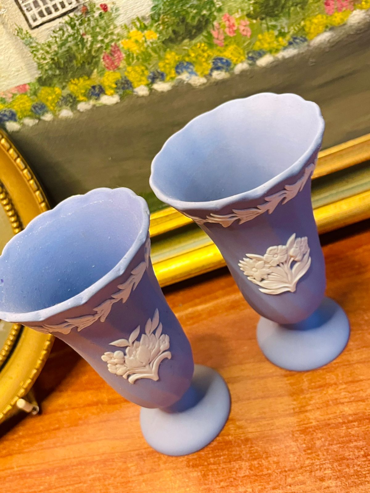 Rare Find Wedgwood Jasperware Pair of Fluted Vases | England