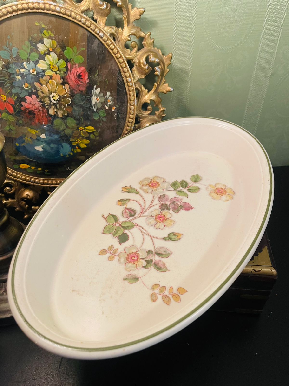 M&S Autumn Leaves English Ceramic Oval Serving Dish 12 Inch