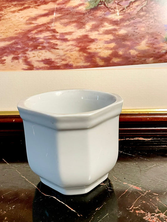 Vintage England White Ceramic Mini Planter – Square Pot