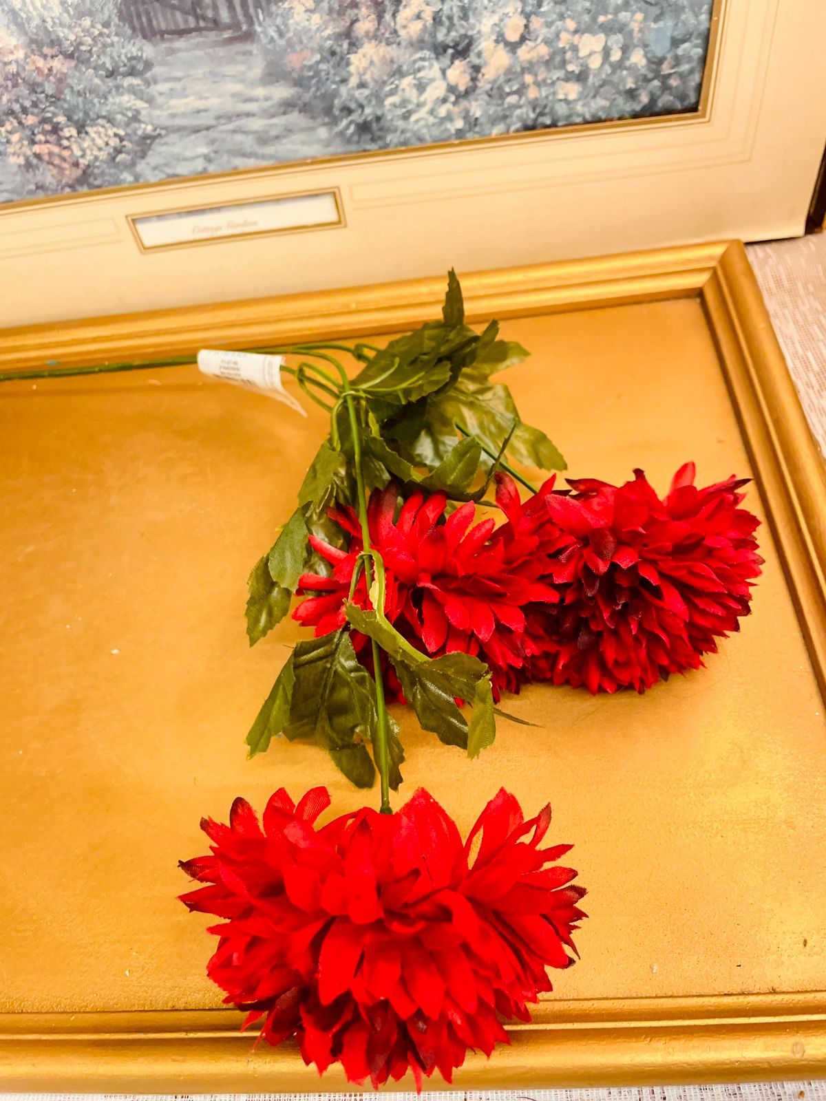 Red Artificial Chrysanthemum Flower Bouquet 24"