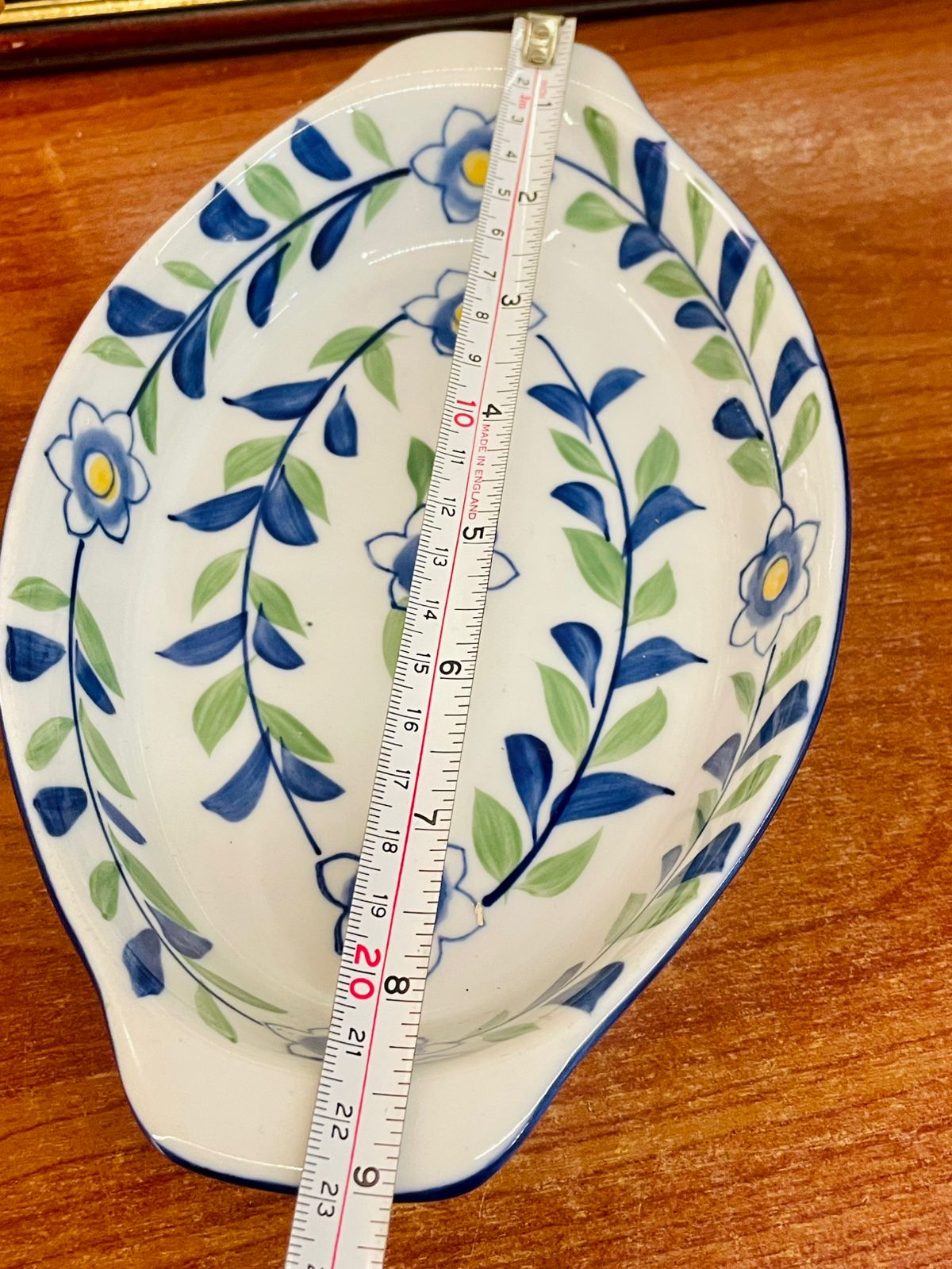 Blue Floral Oval Ceramic Baking & Serving Dish – 23cm – Cottage Style