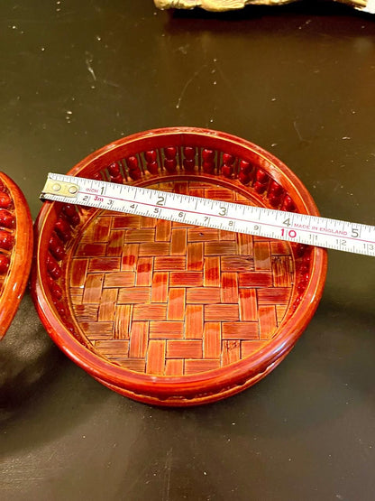 Vintage Woven Basket Trinket Box 5 Inch