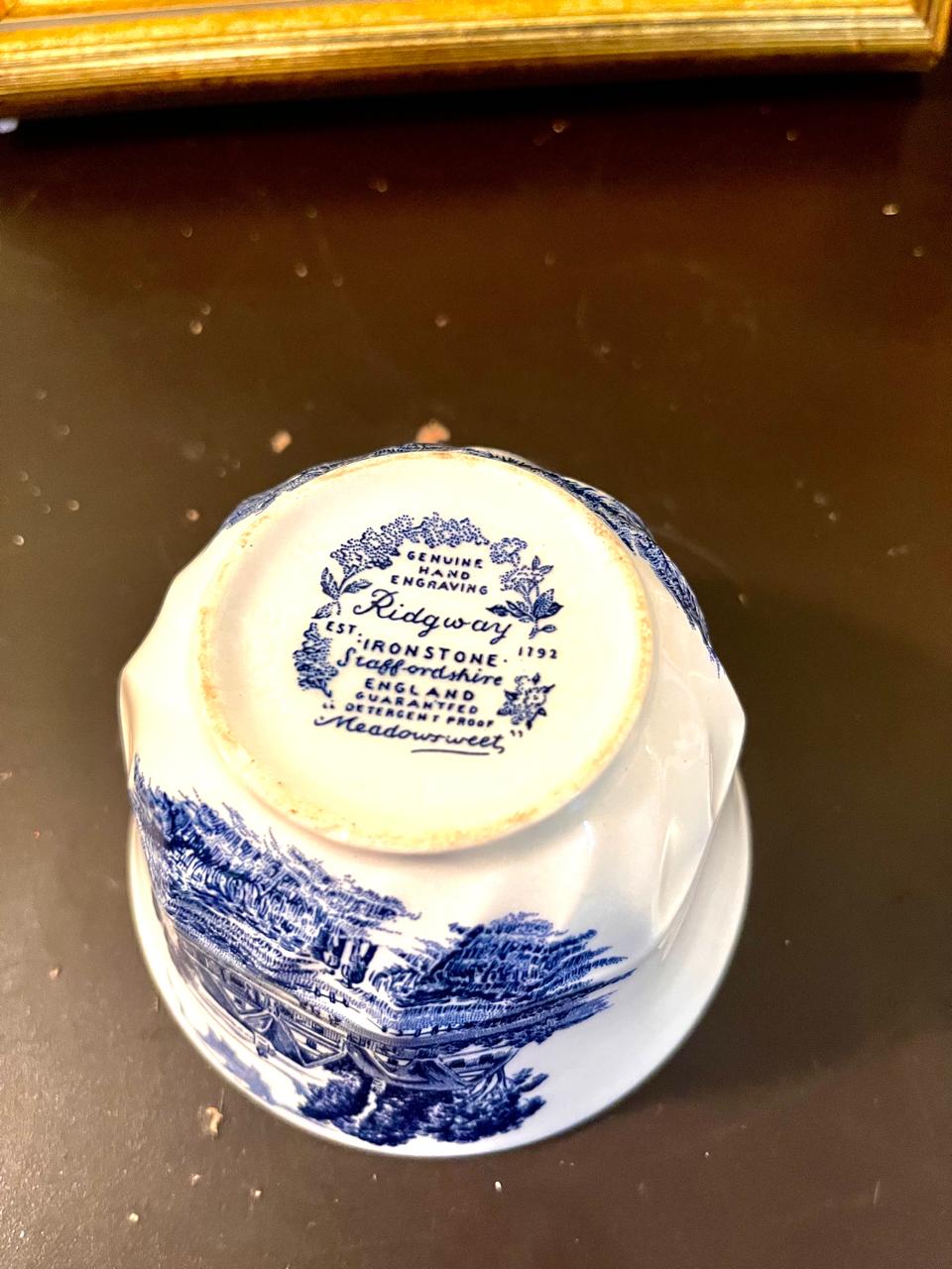 Vintage Blue & White English Cottage Ceramic Bowl – 5 Inch