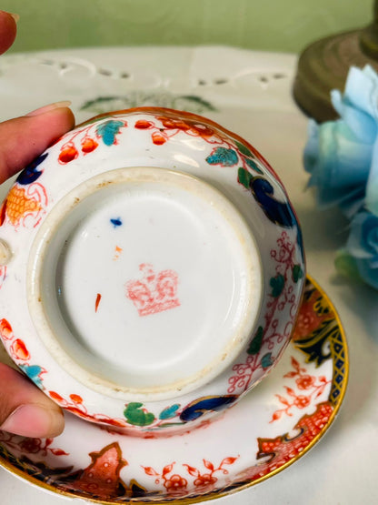 Vintage Imari Style Cup & Saucer Set Red Blue Gold 2-Piece