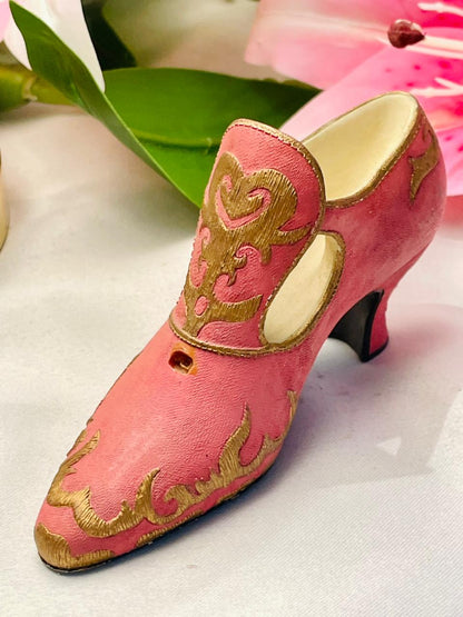 Pink & Gold Ornate Miniature Shoe Decor 4.5 in