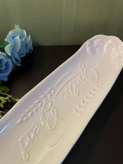 Rayware White Ceramic Garlic Bread Serving Platter Tray