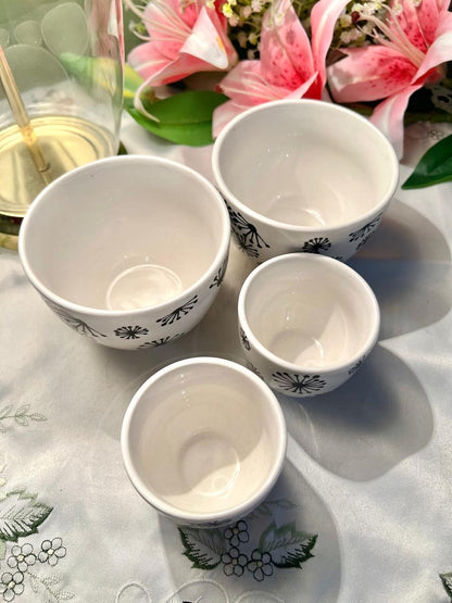 La Redoute Black Floral Ceramic Bowls Set of 4