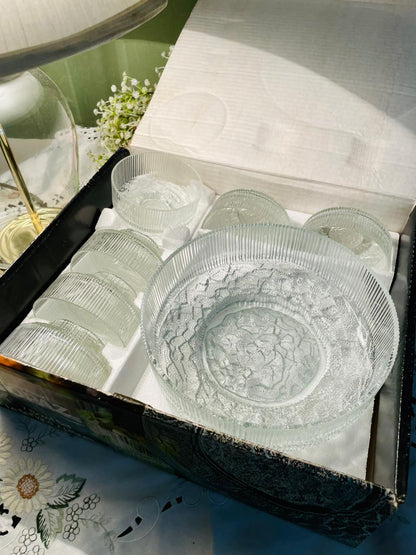 Ravenhead Topaz Crystal 7 Bowl Set – Clear Ribbed