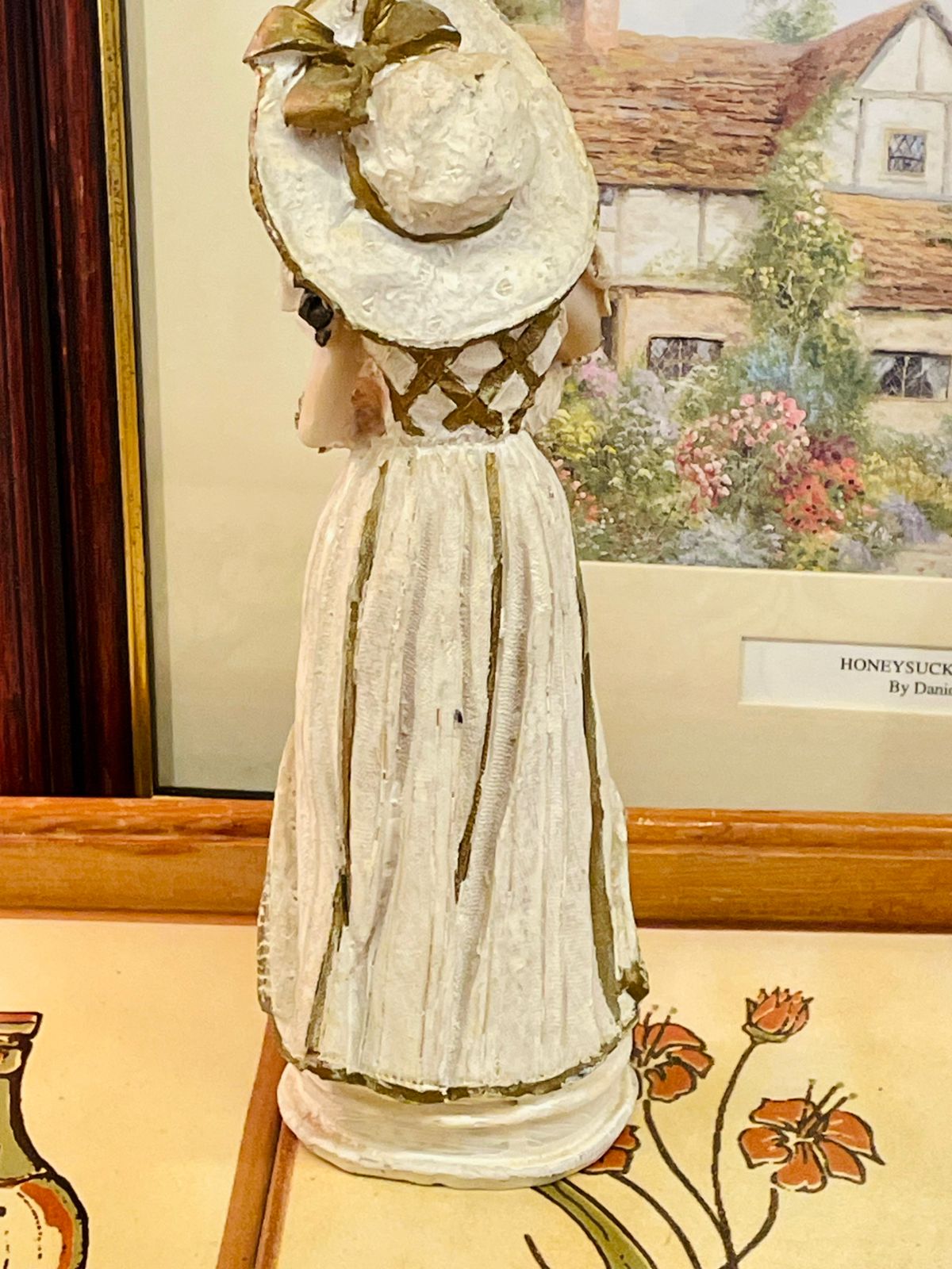 Victorian Lady with Dog Figurine – 9” Elegant Porcelain Decor