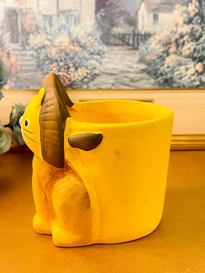 Cute Lion Ceramic Planter Yellow Animal Pot Decor