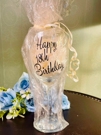 Personalised Crystal LED Candle with Glass Holder 22cm