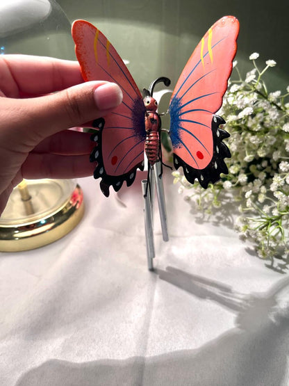 Pink Butterfly Hanging Chime Decor 6.5 Inch
