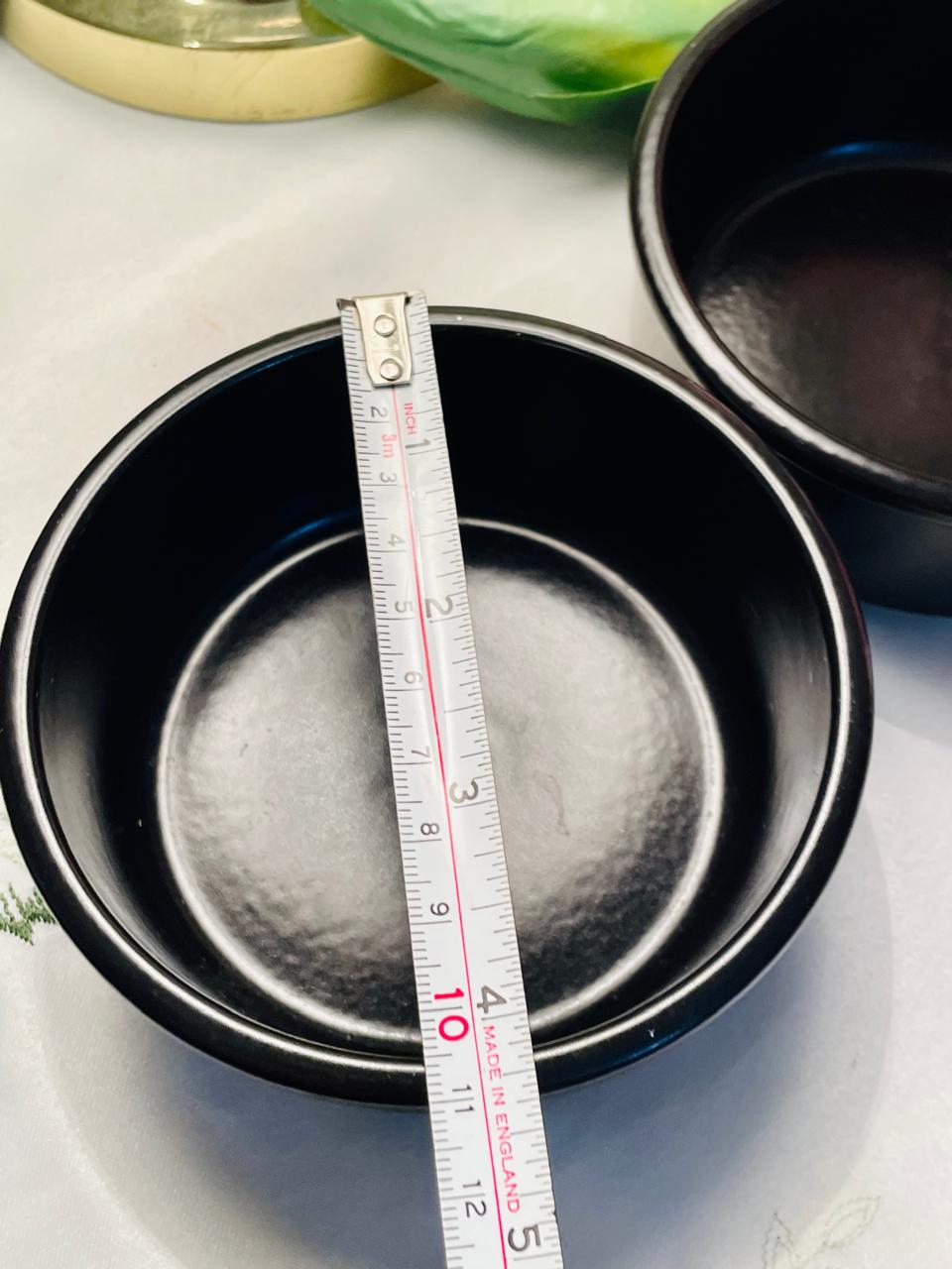 Vintage Black Glazed Stoneware Bowl – Freezer & Oven Safe, Approx. 11 cm