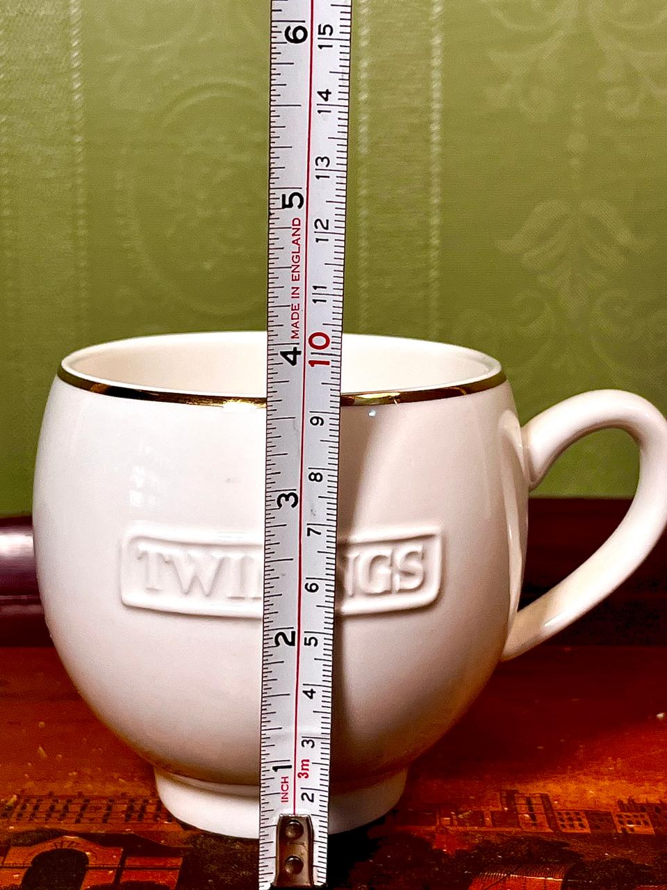 Twinings White Ceramic Tea Mug with Gold Rim – 4"