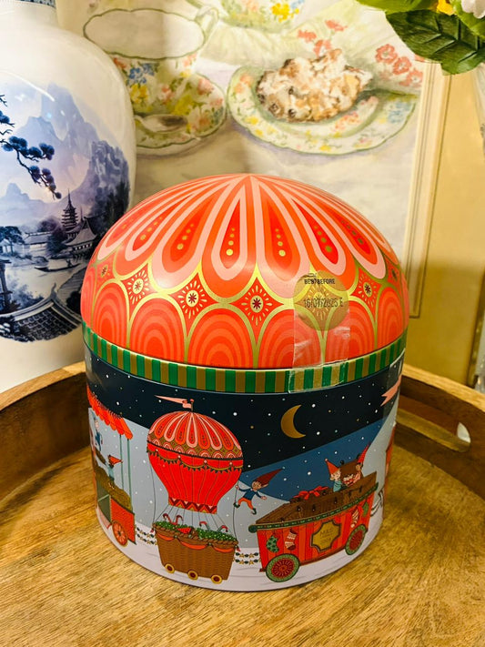 Vintage Festive Christmas Tin Storage Box — Musical Collectible Jar 1 kg